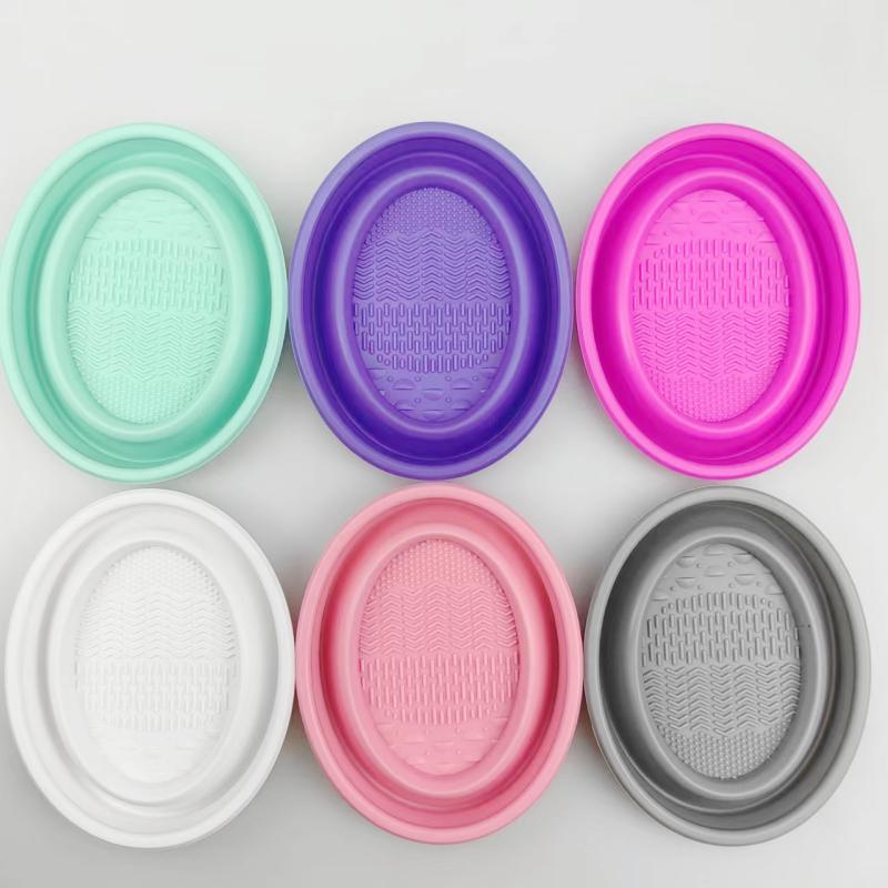 Beauty Makeup Wholesale - Folding Powder Puff Cleaning Bowl Eyeshadow