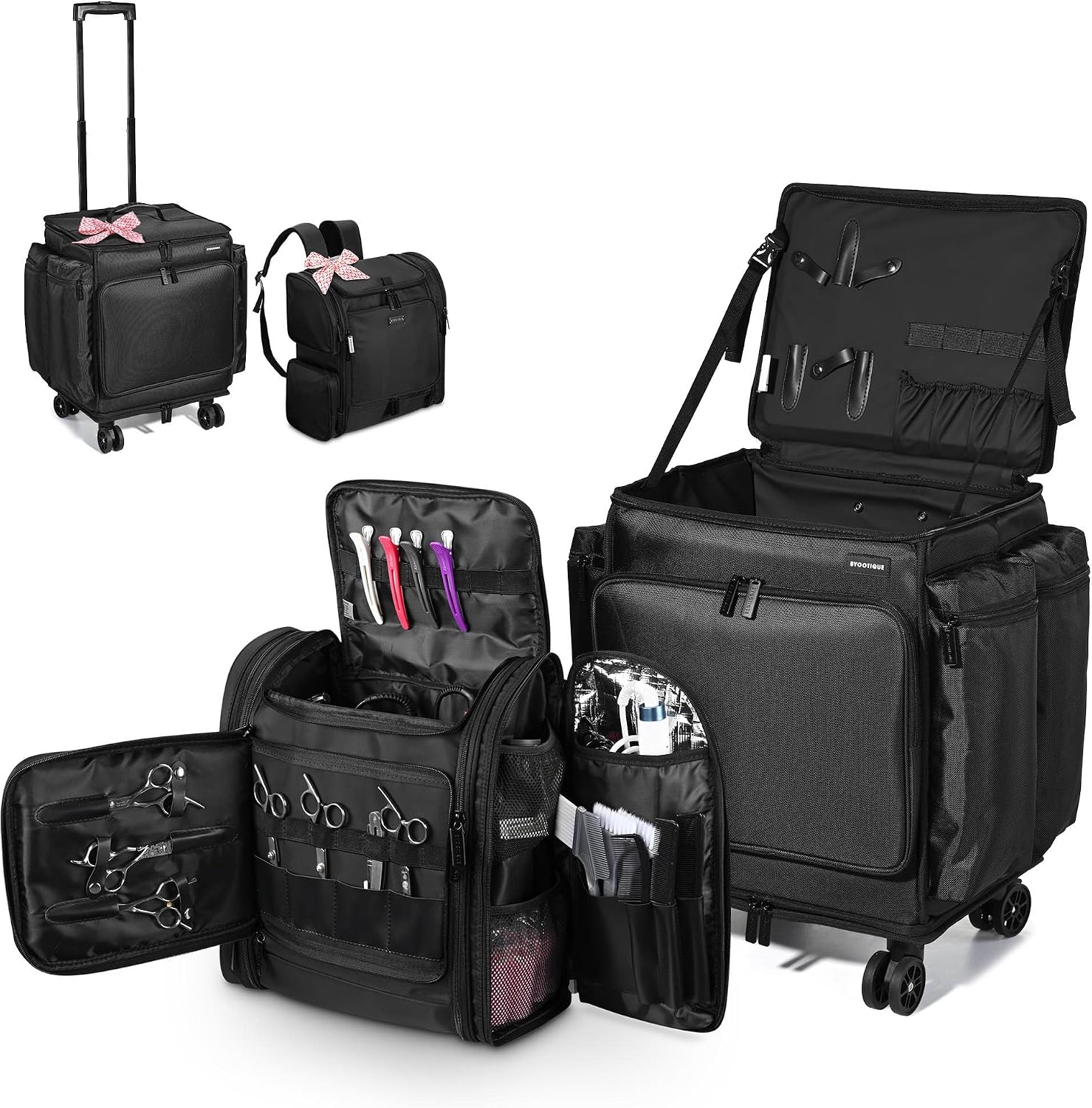 Hair Straightener - Soft Sided Rolling Makeup Train Case