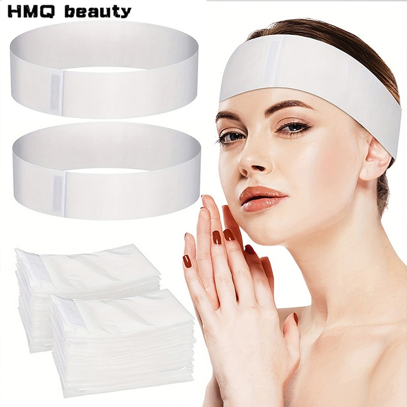 Woman Beauty Makeup - 100/50/10pcs Disposable Facial Headbands Spa Stretch