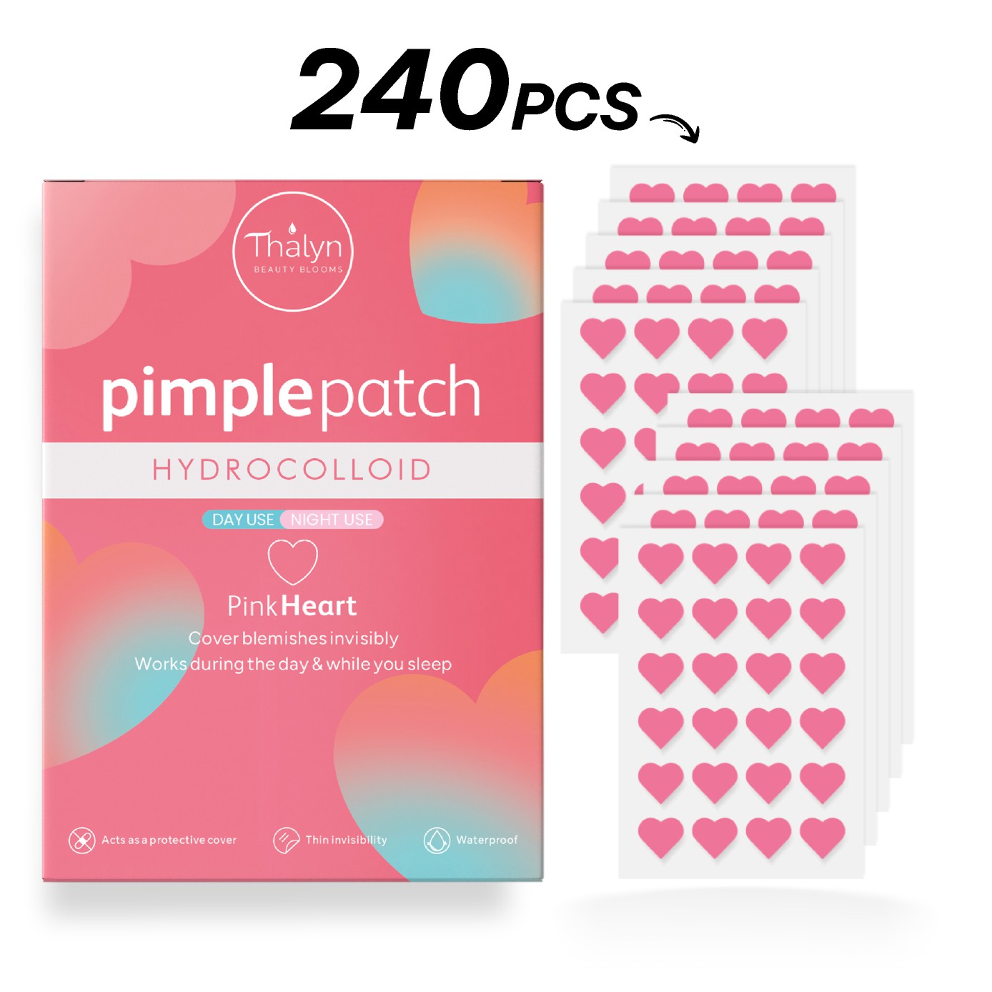 240PCS Pink Heart Pimple Patch - Beauty Zone Makeup ulasan dan harga